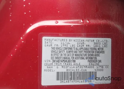 2017 Nissan Sentra Sv z USA, uszkodzony, nr VIN 3N1AB7AP5HL651788